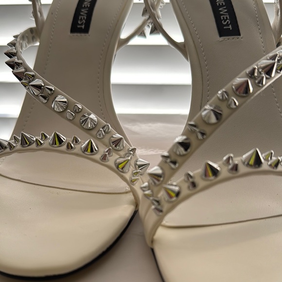 Nine West White Studded Heels - Picture 3 of 7